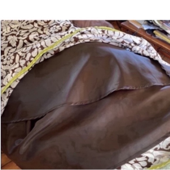 Robbie Bee Maxi Floral Dress Brown Lime Green Trim V-neck Party Office 20W NEW - Picture 7 of 16